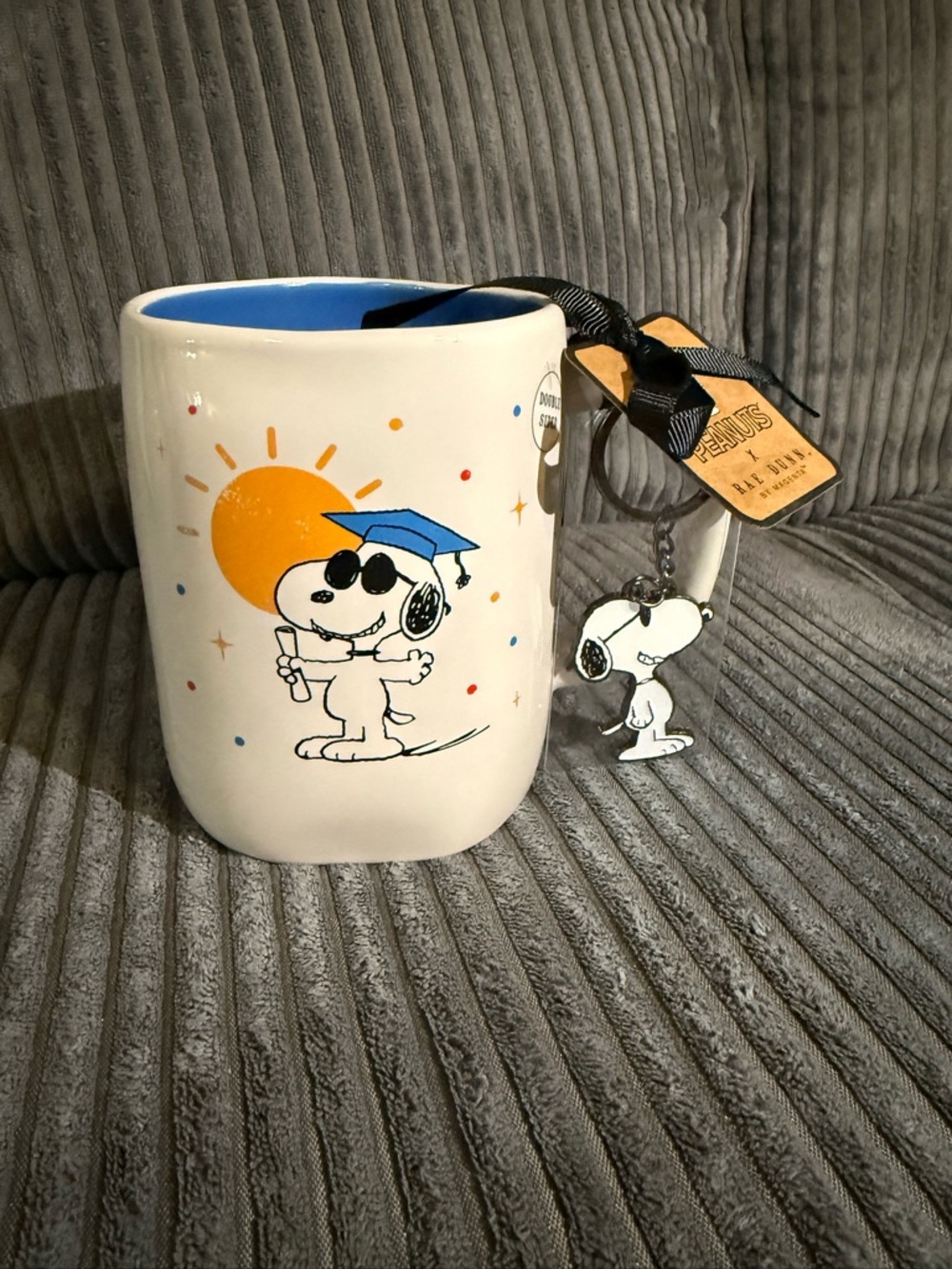 Rae Dunn Peanuts Graduation Mug - YOU DID IT- With Keychain- NWT